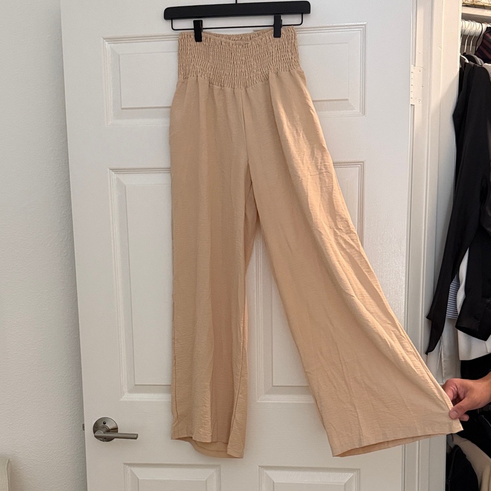 Women's Tan Wide-Leg Pants
